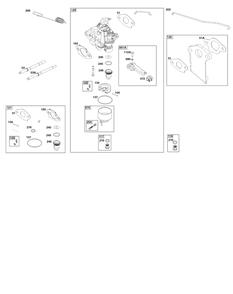 Carburetor Group Diagram and Parts List for 12V332-0129-01 100000 - 19Z999 Briggs and Stratton Engine